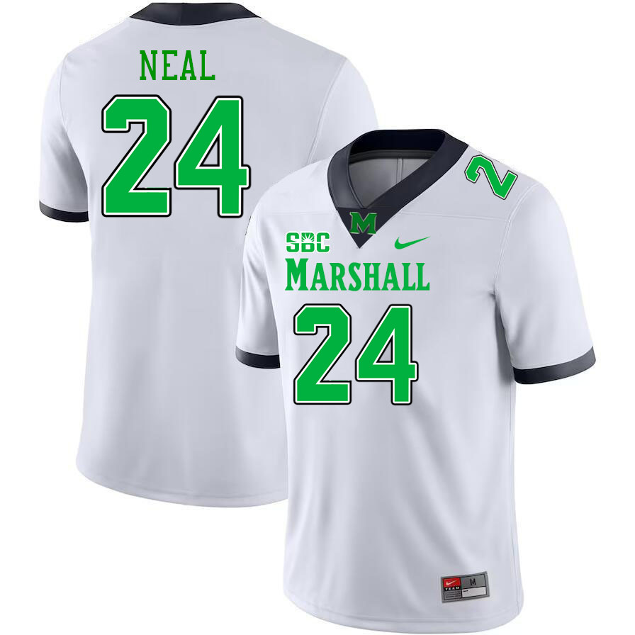 Marshall Thundering Herd #24 Elias Neal College Football Jerseys,Uniforms-White